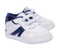 LACOSTE Baby Schuhe - L004 Cub, Krabbelschuhe, Sneaker, Textil mit Kunstleder Weiß/Blau EUR 17
