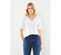 Lacoste V Neck Logo Damen T-Shirt weiß - 38