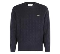 Lacoste - Cable Knit Wollpullover mit Rundhalsausschnitt - - Knitwear - Herren - Blau - M
