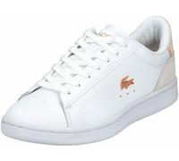 Lacoste Carnaby Set Damen Wildleder Fersenlasche Metalic Logo Sneaker (Weiß Rosa, 40)