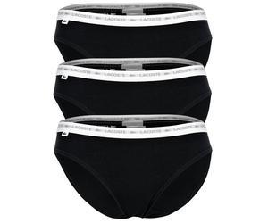 LACOSTE Damen Slips, 3er Pack - Brief, Unterwäsche, Cotton Stretch, Logobund, einfarbig M Schwarz