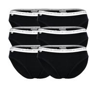 LACOSTE Damen Slips, 6er Pack - Brief, Unterwäsche, Cotton Stretch, Logobund, einfarbig L Schwarz