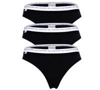 LACOSTE Damen Strings, 3er Pack - Thong, Unterwäsche, Cotton Stretch, Logobund, einfarbig M Schwarz