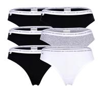 LACOSTE Damen Strings, 6er Pack - Thong, Unterwäsche, Cotton Stretch, Logobund, einfarbig S Mehrfarbig