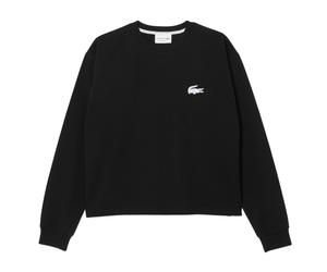 LACOSTE Damen Sweatshirt, Rundhals - Loungewear, Logo, Baumwollmischung, uni Schwarz/Weiß M