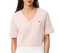 Lacoste Damen Relaxed Fit T-Shirt mit V-Ausschnitt aus weicher Baumwolle, Hellrosa 38