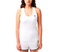 Lacoste Damen Top TF4874, Frauen Oberteil,Aermellos,enganliegend,figurbetont,Regular Fit,Weiß,44