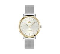 Quarzuhr LACOSTE "CROCORIGIN", silberfarben, weiß, Armbanduhren, Damen, Armbanduhr, Damenuhr, Edelstahlarmband, analog, Glassteine (82021638-0) silberfarben, weiß