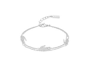 Lacoste Doppeltes Ketten-Armband für Damen Kollektion CROCODILE aus Edelstahl mit Charms in Form eines Krokodils - 2040471