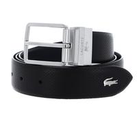 LACOSTE Elegance Punch Plain Leather Belt W85 Noir Marine - kürzbar