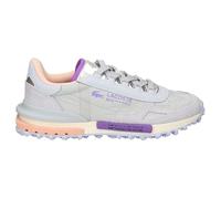 Lacoste Elite Active Bright Freizeitschuhe für Damen, Nylon und Wildleder, Grau und Violett, leicht, Retro-Laufstil, Hellgrau, Silber, Lila, Rosa, Pfirsich, Lavendel, 40 EU