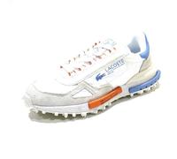 Lacoste Elite Active Retro-Laufschuhe, Weiß und Blau, Nylon und Wildleder, Gummisohle, Leicht, Herren, Größe 43 EU