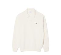 Lacoste French Made Cotton Polo Collar Sweater L / White