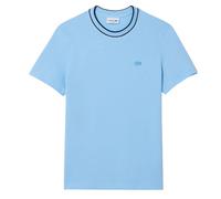 Lacoste - Gestreifter Halsausschnitt T-Shirt für Herren Piqué (Hellblau) XS