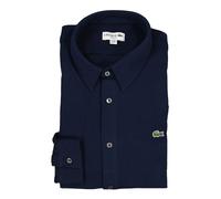 LACOSTE Hemd Herren Slim Fit Langarm Baumwoll-Piqué blau, 39