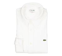 LACOSTE Hemd Herren Slim Fit Langarm Baumwoll-Piqué weiß, 43