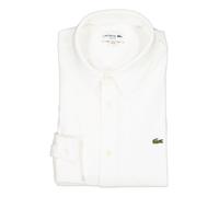 LACOSTE Hemd Herren Slim Fit Langarm Baumwoll-Piqué Weiß, 44