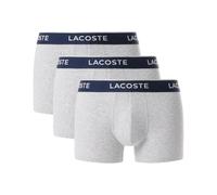 LACOSTE Herren Boxershorts, 3er Pack - Trunks, Casual, Cotton Stretch, Logobund Grau L