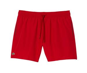 LACOSTE Herren Badeshorts - Swimshorts, Badehose, schnelltrocknend, Logo, uni Rot 3XL