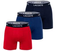 LACOSTE Herren Boxershorts, 3er Pack - Boxer Briefs, Cotton Stretch, Logobund Dunkelblau/Rot 2XL
