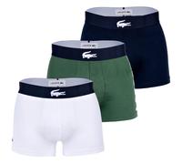 LACOSTE Herren Boxershorts, 3er Pack - Trunks, Big Croc Print, Cotton Stretch Grün/Dunkelblau/Weiß M