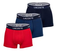 LACOSTE Herren Boxershorts, 3er Pack - Trunks, Casual, Cotton Stretch, Logobund Blau/Rot XL