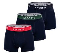 LACOSTE Herren Boxershorts, 3er Pack - Trunks, Casual, Cotton Stretch, Logobund Dunkelblau/Grün/Rot / S S Blau