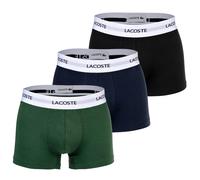 LACOSTE Herren Boxershorts, 3er Pack - Trunks, Cotton Stretch, Logobund Schwarz/Grün/Dunkelblau 2XL
