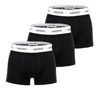 LACOSTE Herren Boxershorts, 3er Pack - Trunks, Cotton Stretch, Logobund Schwarz / L L Schwarz