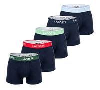 LACOSTE Herren Boxershorts, 5er Pack - Trunks, Casual, Cotton Stretch, Logobund Blau/Grün/Rot L