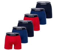 LACOSTE Herren Boxershorts, 6er Pack - Boxer Briefs, Cotton Stretch, Logobund Dunkelblau/Rot M