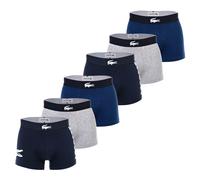 LACOSTE Herren Boxershorts, 6er Pack - Trunks, Big Croc Print, Cotton Stretch Dunkelblau/Grau M