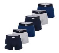 LACOSTE Herren Boxershorts, 6er Pack - Trunks, Big Croc Print, Cotton Stretch Dunkelblau/Grau / M M Mehrfarbig