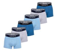LACOSTE Herren Boxershorts, 6er Pack - Trunks, Casual, Cotton Stretch, Logobund Blau/Grau / S S Mehrfarbig
