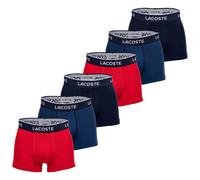 LACOSTE Herren Boxershorts, 6er Pack - Trunks, Casual, Cotton Stretch, Logobund Blau/Rot 2XL