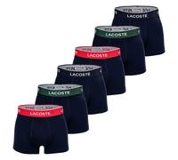 LACOSTE Herren Boxershorts, 6er Pack - Trunks, Casual, Cotton Stretch, Logobund Dunkelblau/Grün/Rot L