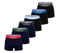 LACOSTE Herren Boxershorts, 6er Pack - Trunks, Casual, Cotton Stretch, Logobund Schwarz/Blau/Grau/Dunkelblau/Grün/Rot 2XL