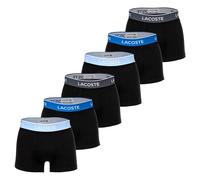 LACOSTE Herren Boxershorts, 6er Pack - Trunks, Casual, Cotton Stretch, Logobund Schwarz/Blau/Grau L