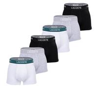 LACOSTE Herren Boxershorts, 6er Pack - Trunks, Casual, Cotton Stretch, Logobund Schwarz/Grau/Weiß L