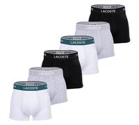 LACOSTE Herren Boxershorts, 6er Pack - Trunks, Casual, Cotton Stretch, Logobund Schwarz/Grau/Weiß / M M Mehrfarbig