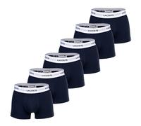 LACOSTE Herren Boxershorts, 6er Pack - Trunks, Cotton Stretch, Logobund Dunkelblau S
