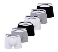 LACOSTE Herren Boxershorts, 6er Pack - Trunks, Cotton Stretch, Logobund Schwarz/Weiß/Grau 2XL