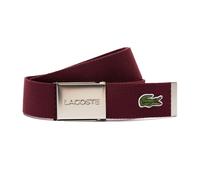 LACOSTE Herren Gürtel aus Stoff - schönes Etui, gravierter Schiebeschnallenverschluss Dunkelrot 100 cm