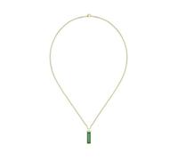 Lacoste Herren Kollektion FENCE Gliederarmband oder Halskette mit Anhänger aus Vergoldetem Edelstahl mit Grüner Plakette