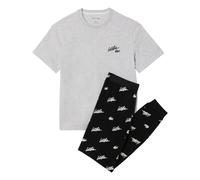 Lacoste Herren Pyjama Set Loose Fit, silber, Gr. XL