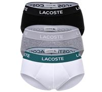 LACOSTE Herren Slips, 3er Pack - Casual, Briefs, Cotton Stretch, Logobund Schwarz/Grau/Weiß / L L Grau