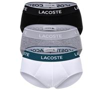 LACOSTE Herren Slips, 3er Pack - Casual, Briefs, Cotton Stretch, Logobund Schwarz/Grau/Weiß S
