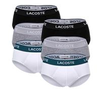 LACOSTE Herren Slips, 6er Pack - Casual, Briefs, Cotton Stretch, Logobund Schwarz/Grau/Weiß M