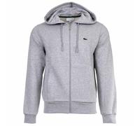 LACOSTE Herren Sweatjacke mit Kapuze - Zipper, aufgerautes Fleece Grau M
