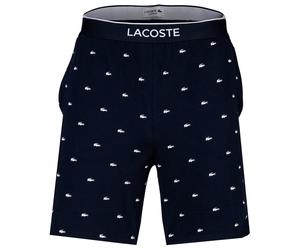 LACOSTE Herren Sweatshorts - Allover Print, Loungewear, Pyjamashorts, Baumwoll-Stretch Blau S